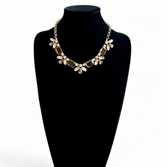 BANANA REPUBLIC Brown Crystal Gold Tone Statement Necklace | NWT - Picture 1 of 7